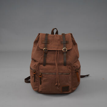 Canvas Backpack Rucksack With Leather Trims, 9 of 10