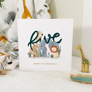 Safari Friends 5th Birthday Card, 2 of 2