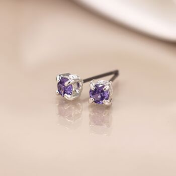 Pink, Lilac And Purple Triple Crystal Stud Earring Set, 5 of 8