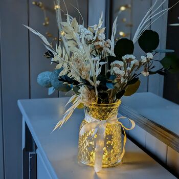 'Hygge In A Box' Eucalyptus And Dried Flowers Glow Vase, 3 of 4