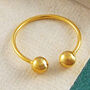 Double Ball Adjustable Gold Plated Sterling Silver Ring, thumbnail 1 of 6