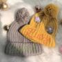 Personalised Crotchet Flower Winter Bobble Hat, thumbnail 2 of 6