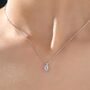 Tiny Genuine Swiss Blue Topaz Oval Pendant Necklace, thumbnail 1 of 12