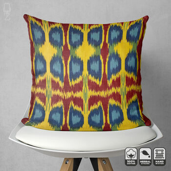Traditional Multicoloured Cotton Ikat Cushion Cover, 4 of 6