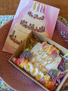Hand Iced Birthday Cake Biscuit And Birthday Card Gift, 5 of 5