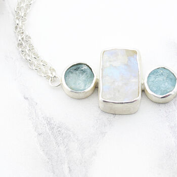 Moonstone And Aquamarine Handmade Silver Bracelet, 3 of 5