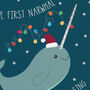 Funny Xmas Pun Card 'The First Narwhal', thumbnail 2 of 2