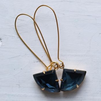 Art Deco Navy Blue Sapphire Earrings, 6 of 11