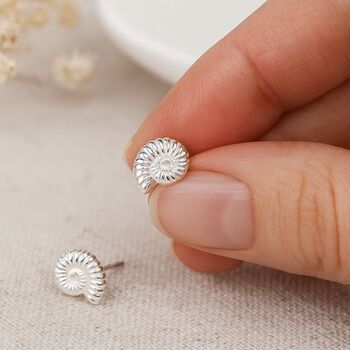 Sterling Silver Ammonite Fossil Stud Earrings – 6mm, 4 of 11