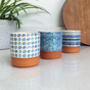 Set Of Three Contemporary Blue Abstract Ceramic Pots, thumbnail 6 of 6