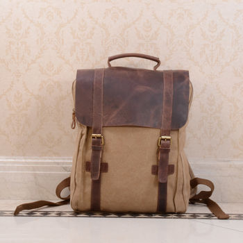 Canvas And Leather Backpack, 3 of 12