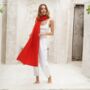 Orangey Red 100% Cashmere Travel Wrap Pashmina Shawl Gift Boxed, thumbnail 6 of 9