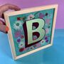 Reverse Glass Gilded Letter B With Real Dried Flowers, thumbnail 2 of 8