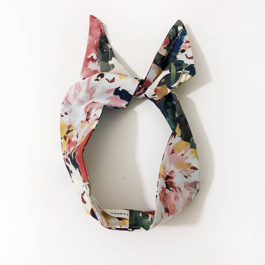 Winter Floral Print Cotton Wire Headband, 1 of 6