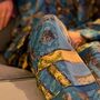 Pyjamas Upcycled Indian Vintage Sari Silk Blue And Sand, thumbnail 2 of 3