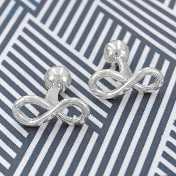 Men's Infinity Motif Solid Sterling Silver Cufflinks, 3 of 5