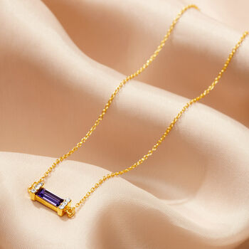 Baguette Birthstone Necklace In 18 Carat Gold Vermeil, 5 of 12