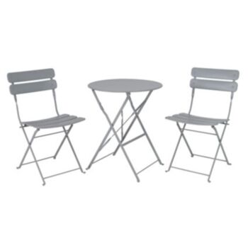 Stylish Grey Metal Bistro Table And Chair Set, 4 of 4