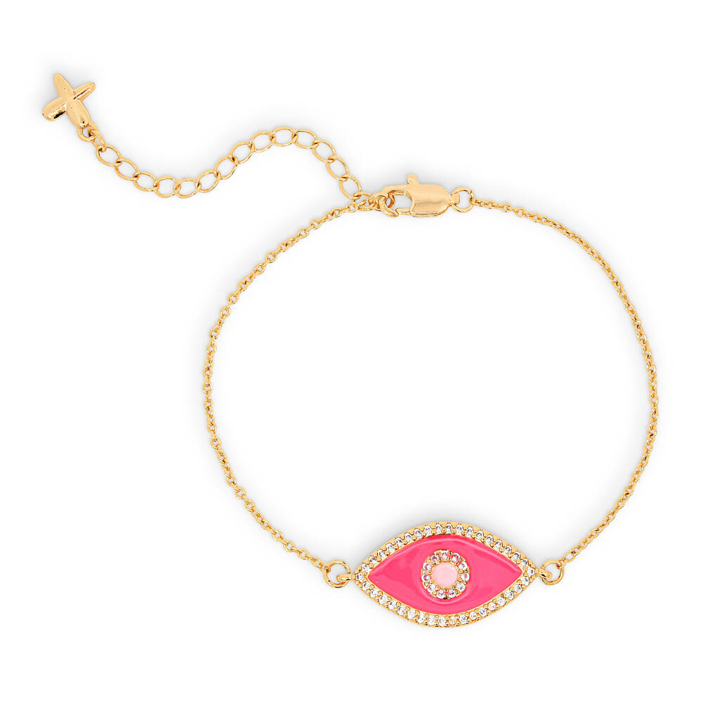 Pink Evil Eye Charm Bracelet