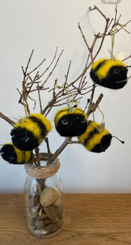 Handmade Needle Felted Bumble Bee Hanger, 5 of 6