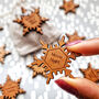 Wooden Personalised Couples Christmas Snowflake Tokens, thumbnail 4 of 4