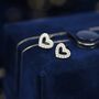 Open Heart Cz Stud Earrings In Sterling Silver, thumbnail 3 of 11