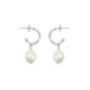 Maddie Silver Hoop Pearl Earrings, thumbnail 2 of 3
