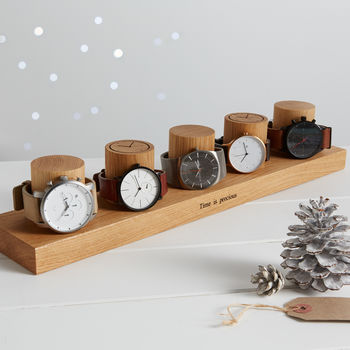 Personalised Solid Oak Watch Stand For Five Watches, 9 of 9