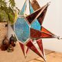 Hanging Moroccan Star Tea Light Candle Holder In Blue, thumbnail 7 of 9