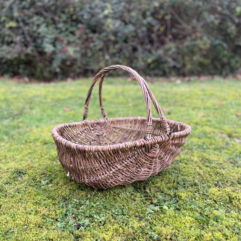 Set Of Two Large Willow Wicker Garden Trug Baskets, 3 of 8
