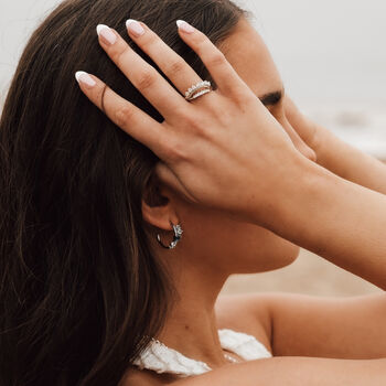 Silver Topaz Gemstone Zaria Earrings, 3 of 4