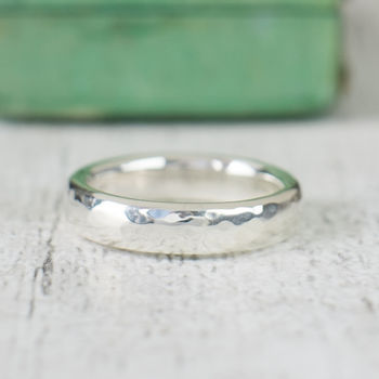 Unisex Hammered Sterling Silver Ring, 4 of 5