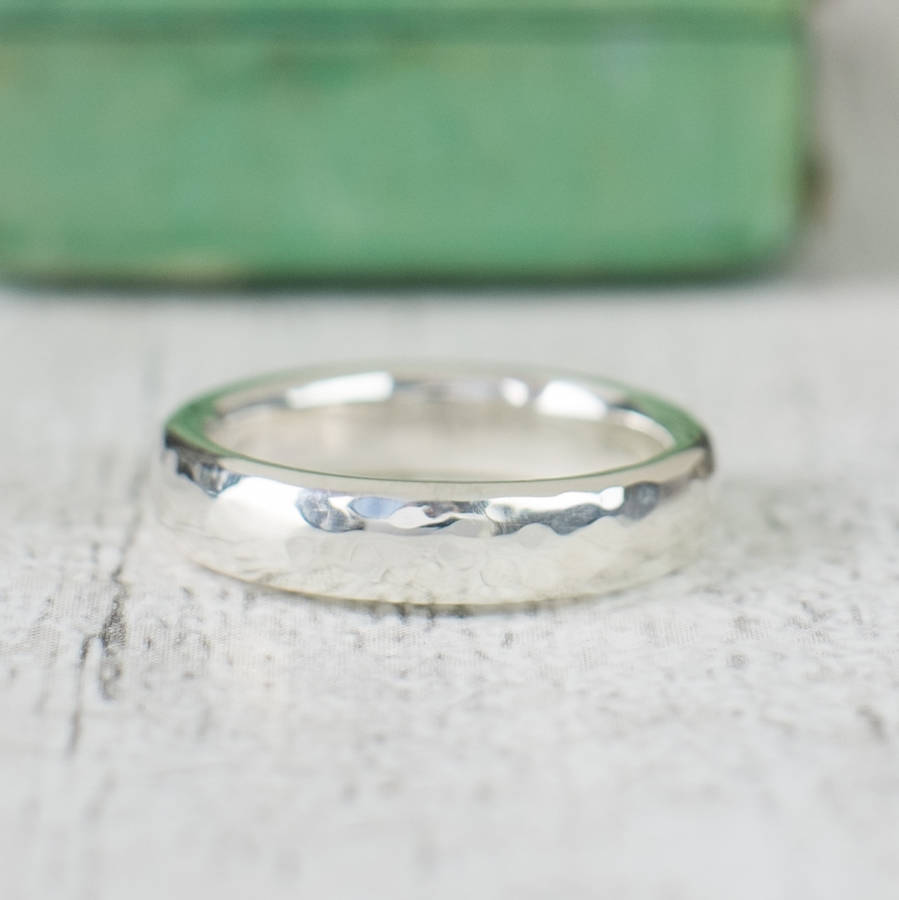 Unisex Hammered  Sterling Silver  Ring  By Alison Moore 