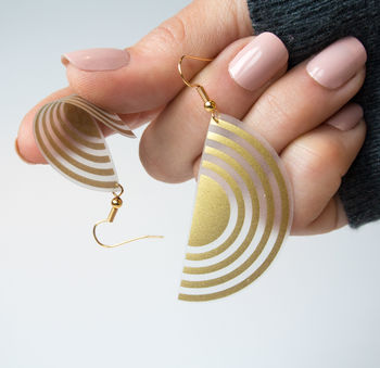 Gold Foil Semi Circle Statement Earrings, 2 of 4