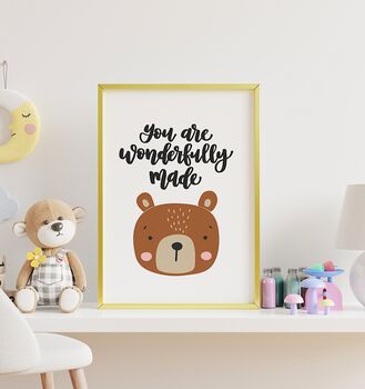 You Are Wonderfully Made Bear Nursery Print, 2 of 8