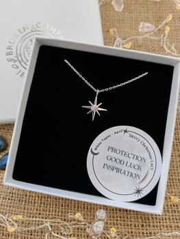 Handmade Sterling Silver North Star Birthstone Christmas Necklace: April Birthstone, 3 of 12