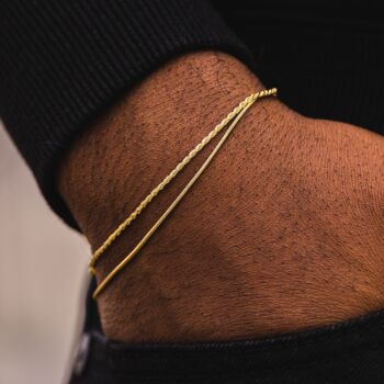 Thin Gold Plated Rope Bracelet For Men, 3 of 11