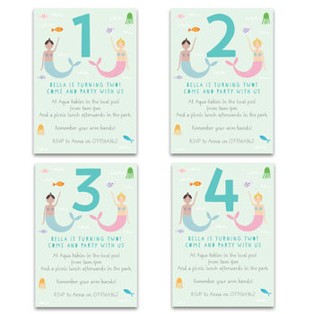 Personalised Mermaid Children's Birthday Invitations, 3 of 4