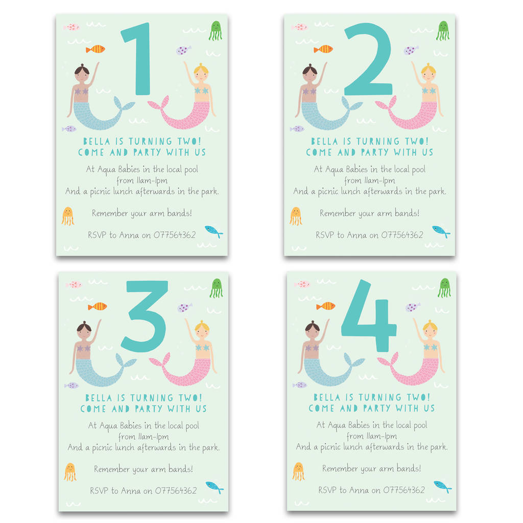 personalised mermaid children s birthday invitations by childrens personalised birthday invitations