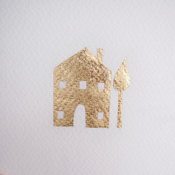 Handmade Gold Leaf New Home House Card, 4 of 8