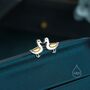 Cute Duck Stud Earrings In Sterling Silver, thumbnail 5 of 12