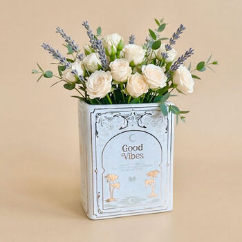 White And Gold Book Shape Flower Vase, 2 of 11