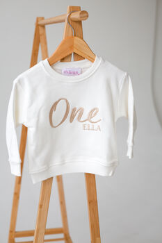 Personalised Big 'One' Embroidered First Birthday Sweatshirt Jumper, 5 of 8