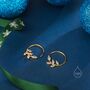 Cz Leaf Open Hoop Earrings In Sterling Silver, thumbnail 5 of 10