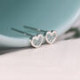 Tiny Heart Stud Earrings In Sterling Silver, thumbnail 2 of 6