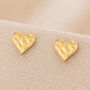 Gold Plated Sterling Silver Hammered Heart Stud Earrings – 8mm, thumbnail 1 of 5