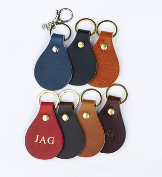 Handmade Personalised Leather Keyring Made In Britain English Leather, 6 of 7