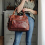 Hampton Leather Handbag Tote With Zip Pocket, thumbnail 2 of 6
