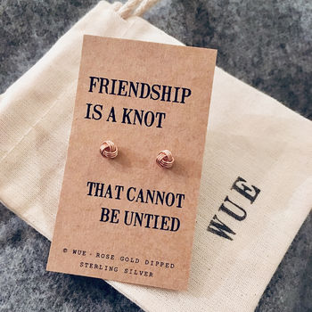 Rose Gold Friendship Knot Earrings, 2 of 3