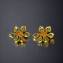 Gold Turquoise Earrings, thumbnail 3 of 4